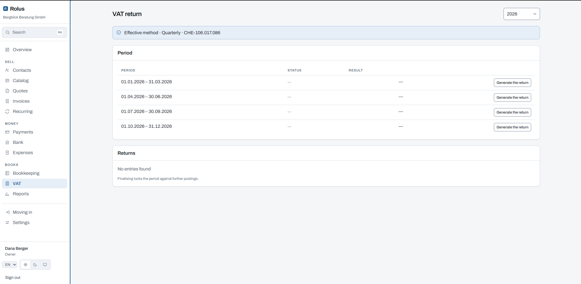 Rolus: Swiss Invoicing, QR-Bills & Double-Entry Accounting Engine screenshot 4